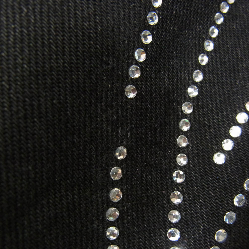 グアピ PAISLEY BLACK DENIM ペイズリー ラインストーン フレア ブラック デニム パンツ ブラック系 34【中古】