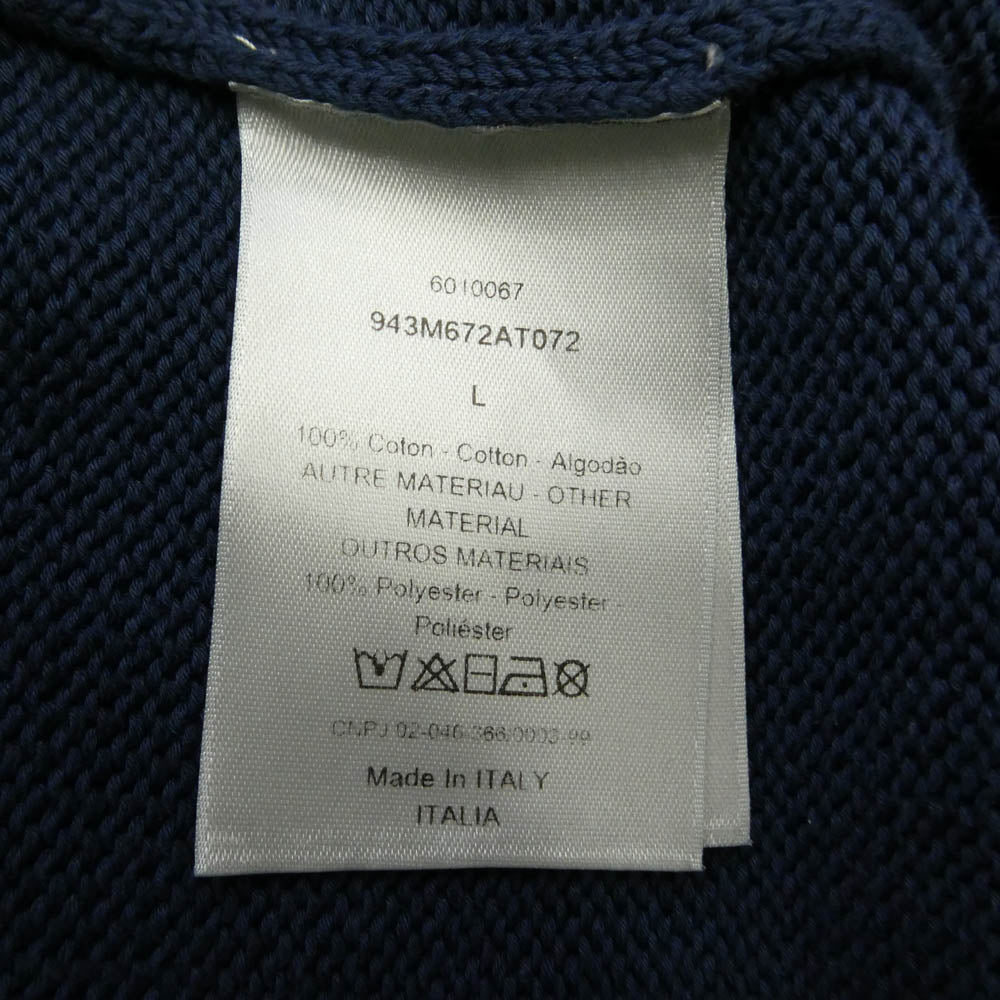 Dior ディオール 943M672AT072 イタリア製 オブリーク トロッター サイドライン クルーネック 長袖 セーター ニット ネイビー系 L【中古】