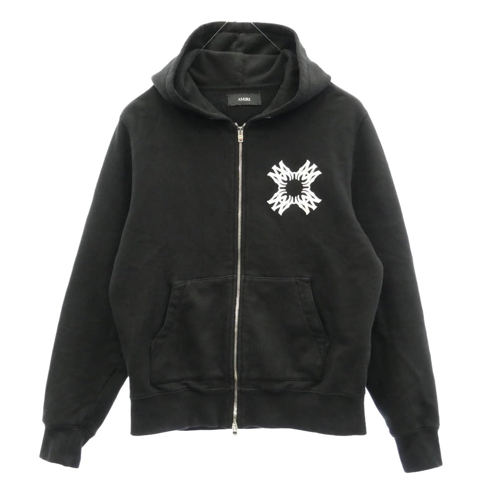 AMIRI アミリ AMJYHD1066 MA Quad Zip Hoodie エムエー クアッド ジップフーディ ロゴ ジップアップ パーカー ブラック系 L【中古】