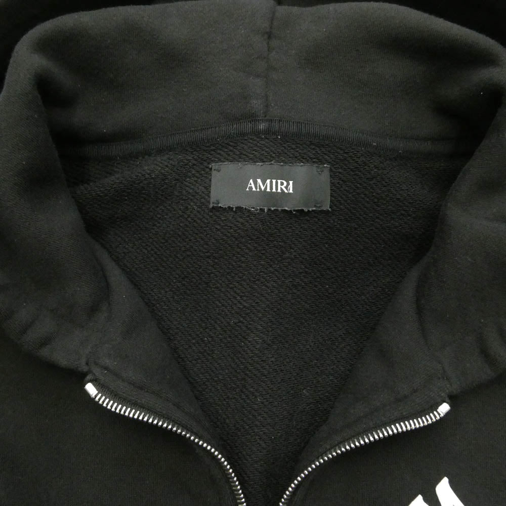AMIRI アミリ AMJYHD1066 MA Quad Zip Hoodie エムエー クアッド ジップフーディ ロゴ ジップアップ パーカー ブラック系 L【中古】