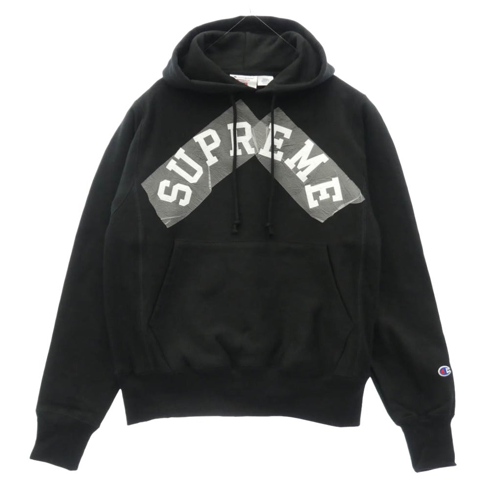 Supreme シュプリーム Champion チャンピオン 25SS x Champion チャンピオン Hooded Sweatshirt フーデッド スウェットシャツ フーディー パーカー ブラック系 S【極上美品】【中古】