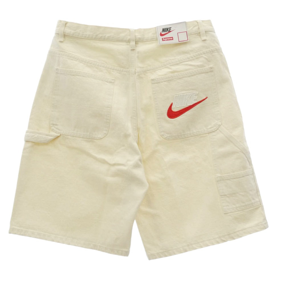 Supreme シュプリーム NIKE ナイキ 24SS FQ0344-120 x Nike ナイキ Denim Short スウッシュ刺繍 デニム ショート ハーフパンツ ショーツ オフホワイト系 34【極上美品】【中古】