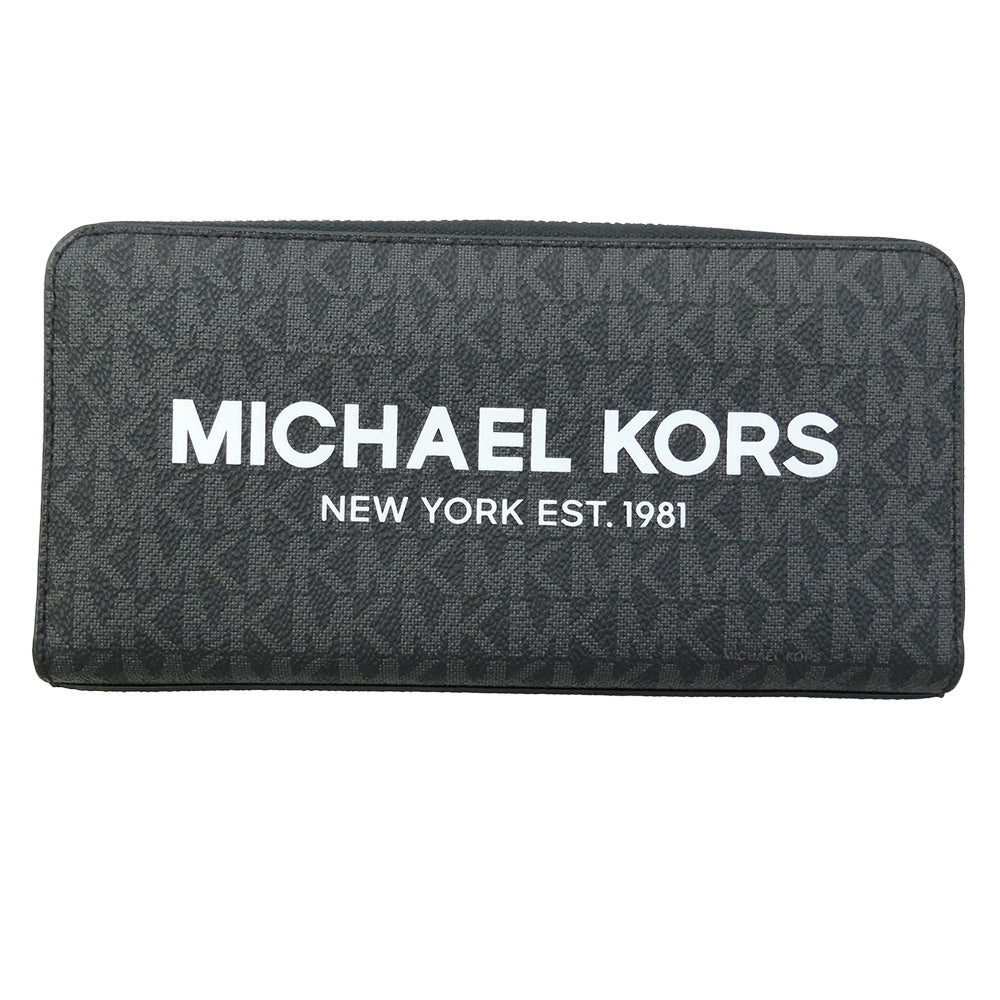 Michael Kors マイケルコース COOPER シグネチャー ロゴ ウォレット 長財布 ブラック系 チャコール系【美品】【中古】