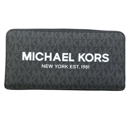 Michael Kors マイケルコース COOPER シグネチャー ロゴ ウォレット 長財布 ブラック系 チャコール系【美品】【中古】
