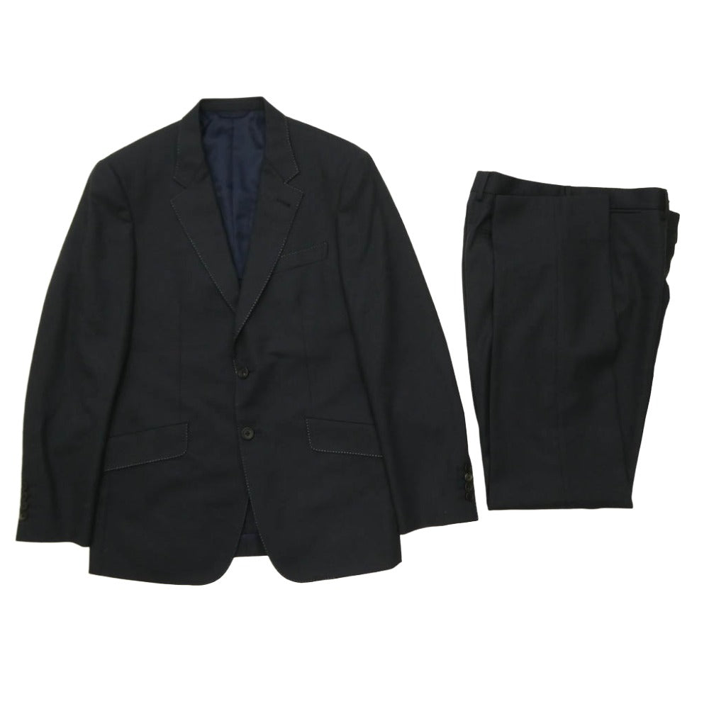 Paul Smith ポール・スミス PN-J-73791 カラーステッチ ドット柄 スーツ セットアップ シングルジャケット パンツ ダークネイビー系 L【中古】