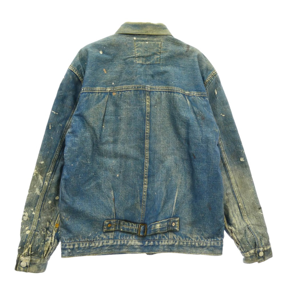 トルク Trompe L’oeil Printed Jacket 1950 Yutaka.F 藤原裕 Type-1 T-Back 1st 裏地ブランケット転写 トロンプルイユ 転写 デニムジャケット ブルー系 40【中古】