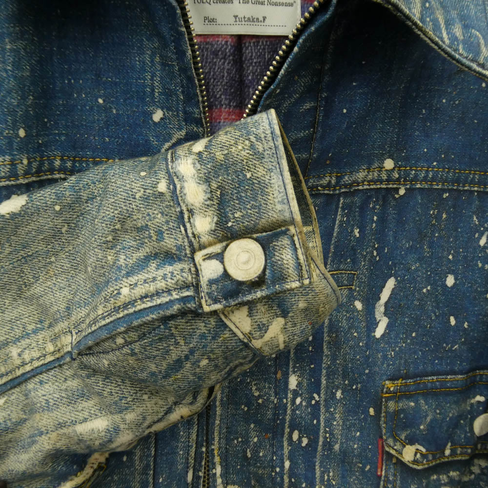 トルク Trompe L’oeil Printed Jacket 1950 Yutaka.F 藤原裕 Type-1 T-Back 1st 裏地ブランケット転写 トロンプルイユ 転写 デニムジャケット ブルー系 40【中古】