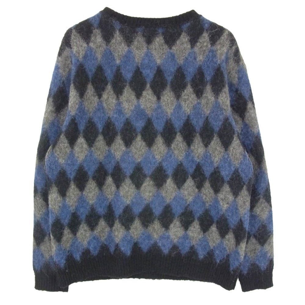 WACKO MARIA ワコマリア 16AW 16FW-WMK-KN15 「BABYALPACA DIAMOND CHECK SWEATER ベビーアルパカ ダイヤモンド チェック セーター ニット ブルー系 L【中古】