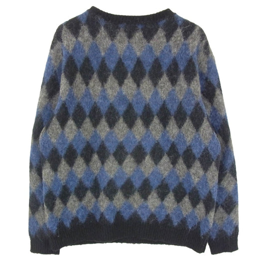 WACKO MARIA ワコマリア 16AW 16FW-WMK-KN15 「BABYALPACA DIAMOND CHECK SWEATER ベビーアルパカ ダイヤモンド チェック セーター ニット ブルー系 L【中古】