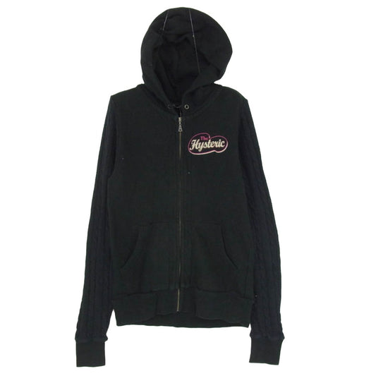 HYSTERIC GLAMOUR ヒステリックグラマー 0143CF05 袖 ニット切替 ジップ パーカー ブラック系 FREE【中古】