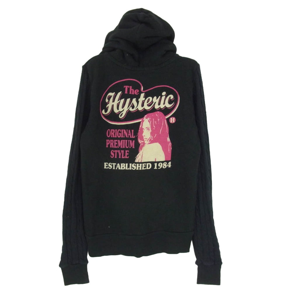 HYSTERIC GLAMOUR ヒステリックグラマー 0143CF05 袖 ニット切替 ジップ パーカー ブラック系 FREE【中古】