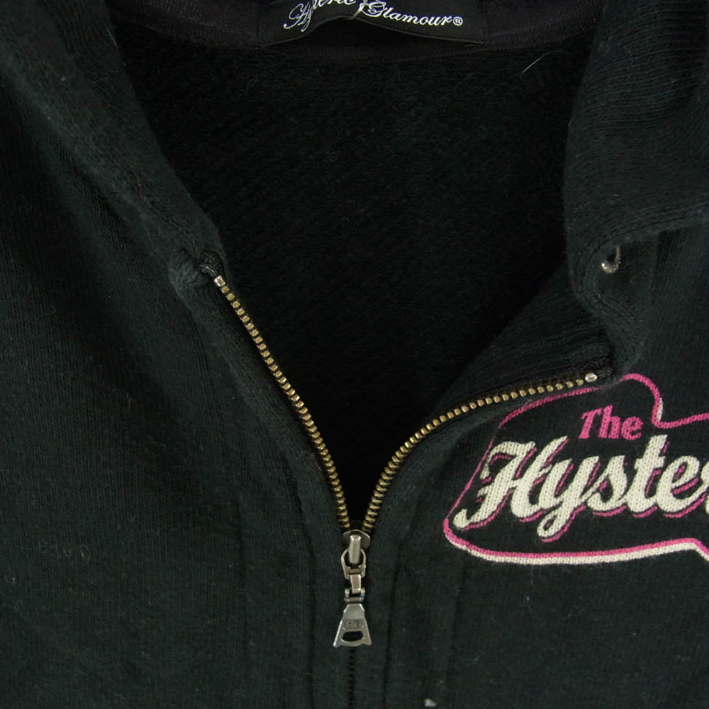 HYSTERIC GLAMOUR ヒステリックグラマー 0143CF05 袖 ニット切替 ジップ パーカー ブラック系 FREE【中古】