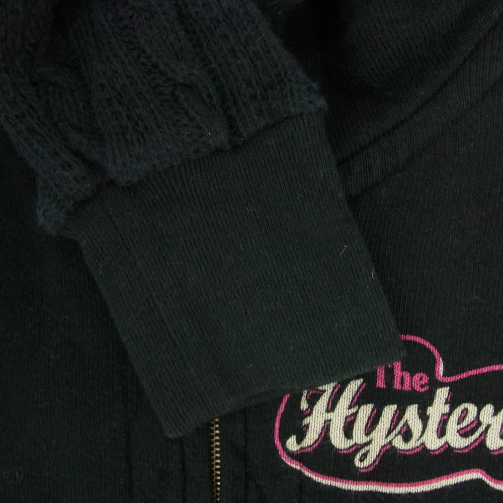 HYSTERIC GLAMOUR ヒステリックグラマー 0143CF05 袖 ニット切替 ジップ パーカー ブラック系 FREE【中古】