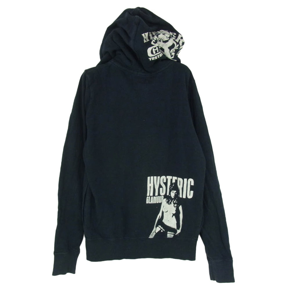 HYSTERIC GLAMOUR ヒステリックグラマー 0131CF02 ガールプリント ジップ パーカー ブラック系 FREE【中古】