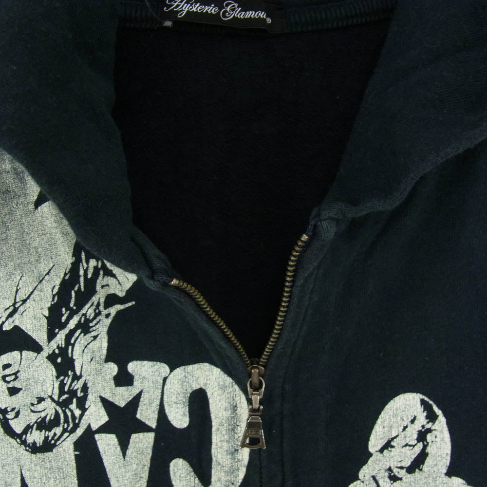 HYSTERIC GLAMOUR ヒステリックグラマー 0131CF02 ガールプリント ジップ パーカー ブラック系 FREE【中古】