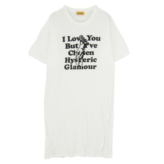 HYSTERIC GLAMOUR ヒステリックグラマー 01232CO04 ガールプリント 半袖 ワンピース ホワイト系 FREE【中古】