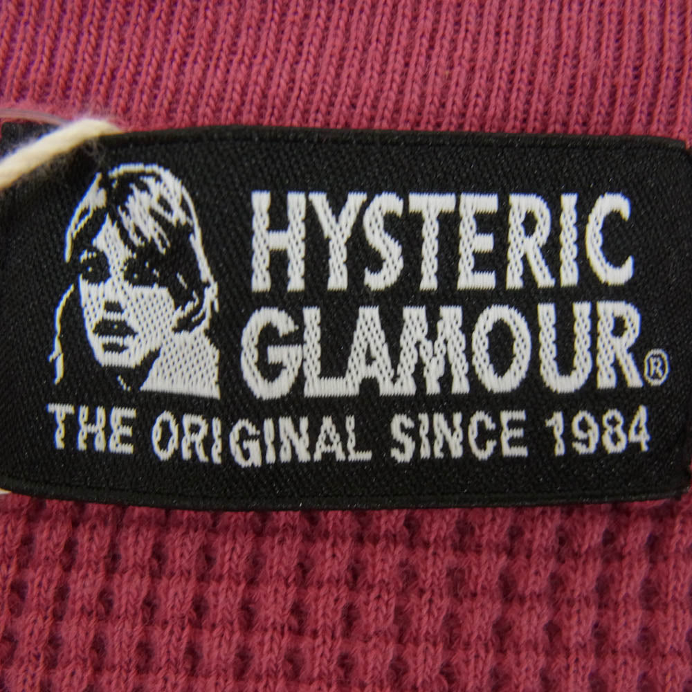 HYSTERIC GLAMOUR ヒステリックグラマー 01183CL06 ヒスガール プリント ワッフル ロングスリーブ 長袖 カットソー ピンク系【極上美品】【中古】