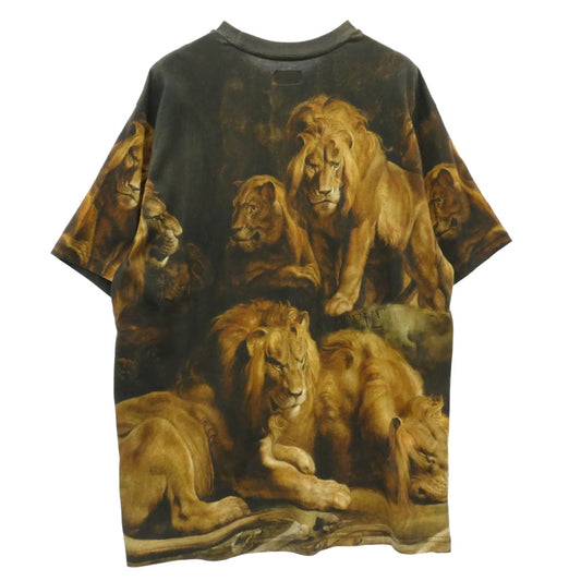 Supreme シュプリーム 22AW Lions' Den S/S Top ライオンプリント クルーネック 総柄 半袖 Tシャツ ブラック系 L【中古】