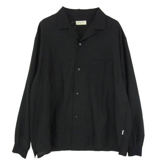 ゴエモン RIB REGULAR COLLAR SHIRT リブ レギュラー オープンカラー 長袖 シャツ ブラック系 M【中古】