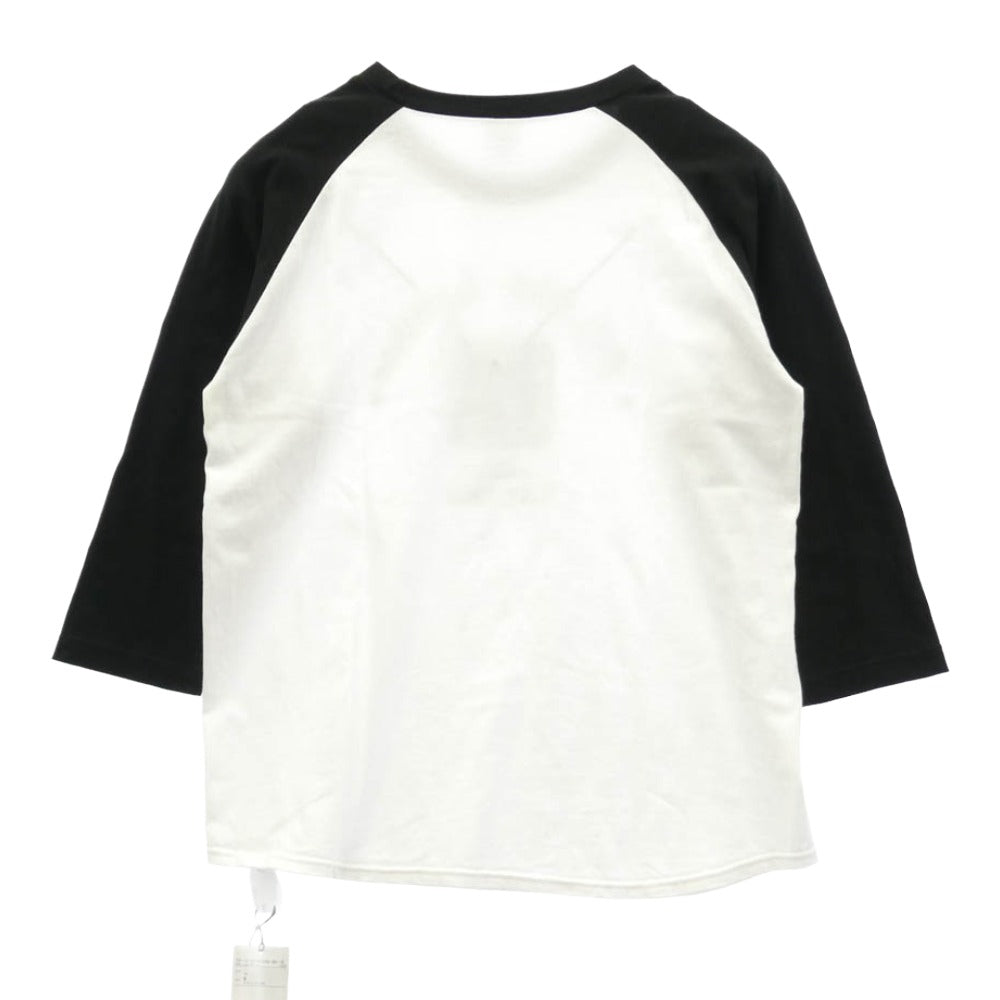 BILL WALL LEATHER ビルウォールレザー BEAMS ビームス BEAMS別注 Logo Baseball Tee ロゴ ベースボール ラグラン 七分袖 Tシャツ カットソー モノクロ系 M【中古】