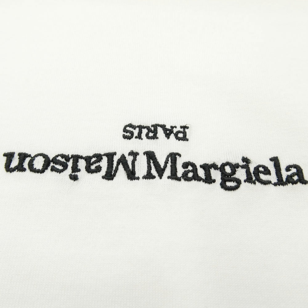 MAISON MARGIELA メゾンマルジェラ 20SS S30GC0701 DISTORTED LOGO T-Shirt ディストーティド ロゴ刺繍 半袖 Tシャツ ホワイト系 50【中古】