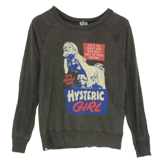 HYSTERIC GLAMOUR ヒステリックグラマー 01173CL10 ヒスガール プリント ラグランスリーブ ロングスリーブ Tシャツ 長袖 カットソー グレー系 FREE【中古】