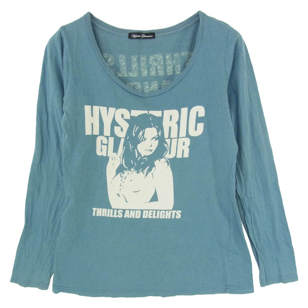 HYSTERIC GLAMOUR ヒステリックグラマー 0114CL02 ヒスガール プリント ロングスリーブ Tシャツ 長袖カットソー ブルー系 FREE【中古】