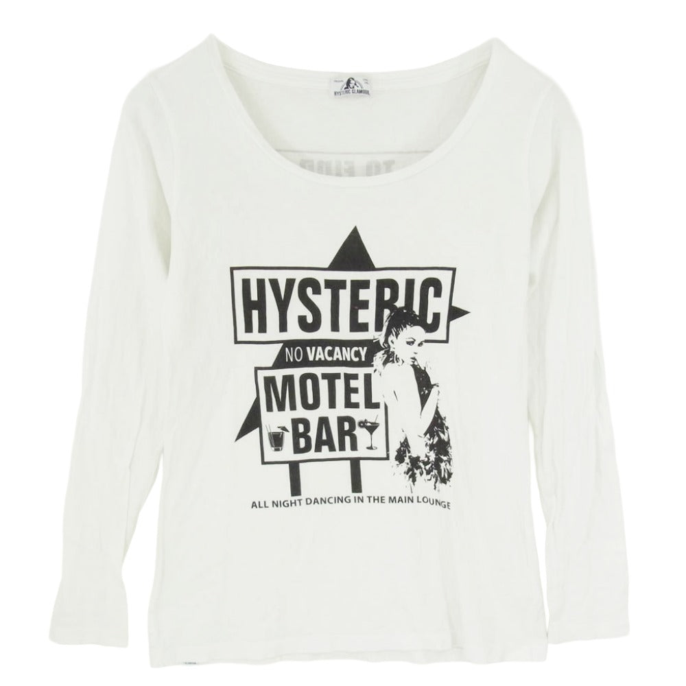 HYSTERIC GLAMOUR ヒステリックグラマー 0163CL10 MOTEL BAR プリント ロングスリーブ Tシャツ 長袖カットソー ホワイト系 FREE【中古】