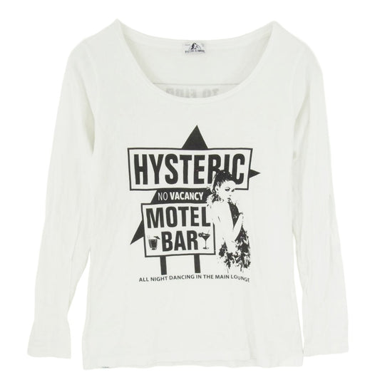 HYSTERIC GLAMOUR ヒステリックグラマー 0163CL10 MOTEL BAR プリント ロングスリーブ Tシャツ 長袖カットソー ホワイト系 FREE【中古】