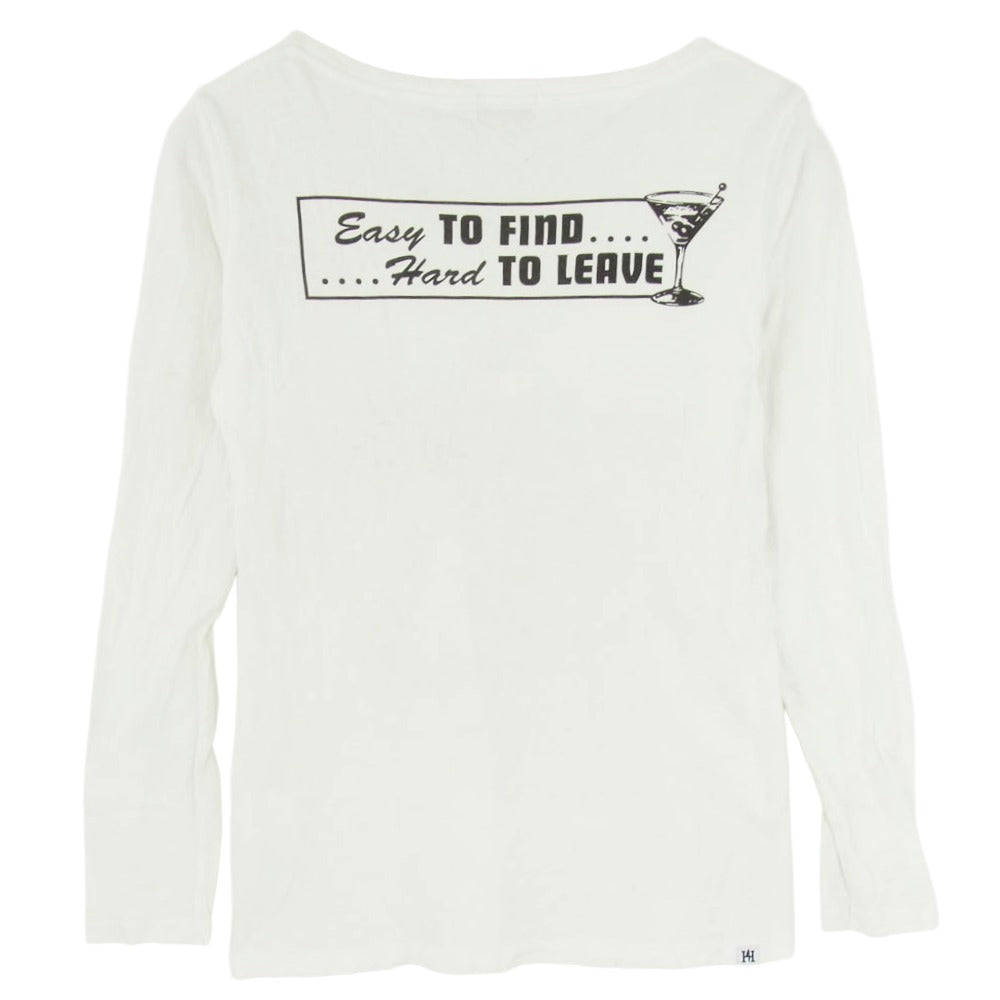 HYSTERIC GLAMOUR ヒステリックグラマー 0163CL10 MOTEL BAR プリント ロングスリーブ Tシャツ 長袖カットソー ホワイト系 FREE【中古】