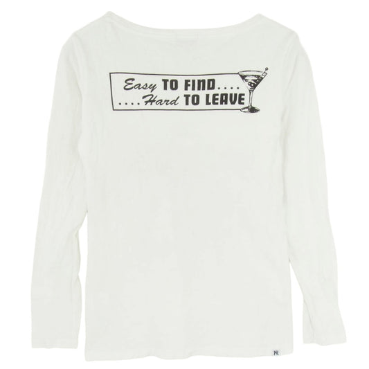 HYSTERIC GLAMOUR ヒステリックグラマー 0163CL10 MOTEL BAR プリント ロングスリーブ Tシャツ 長袖カットソー ホワイト系 FREE【中古】