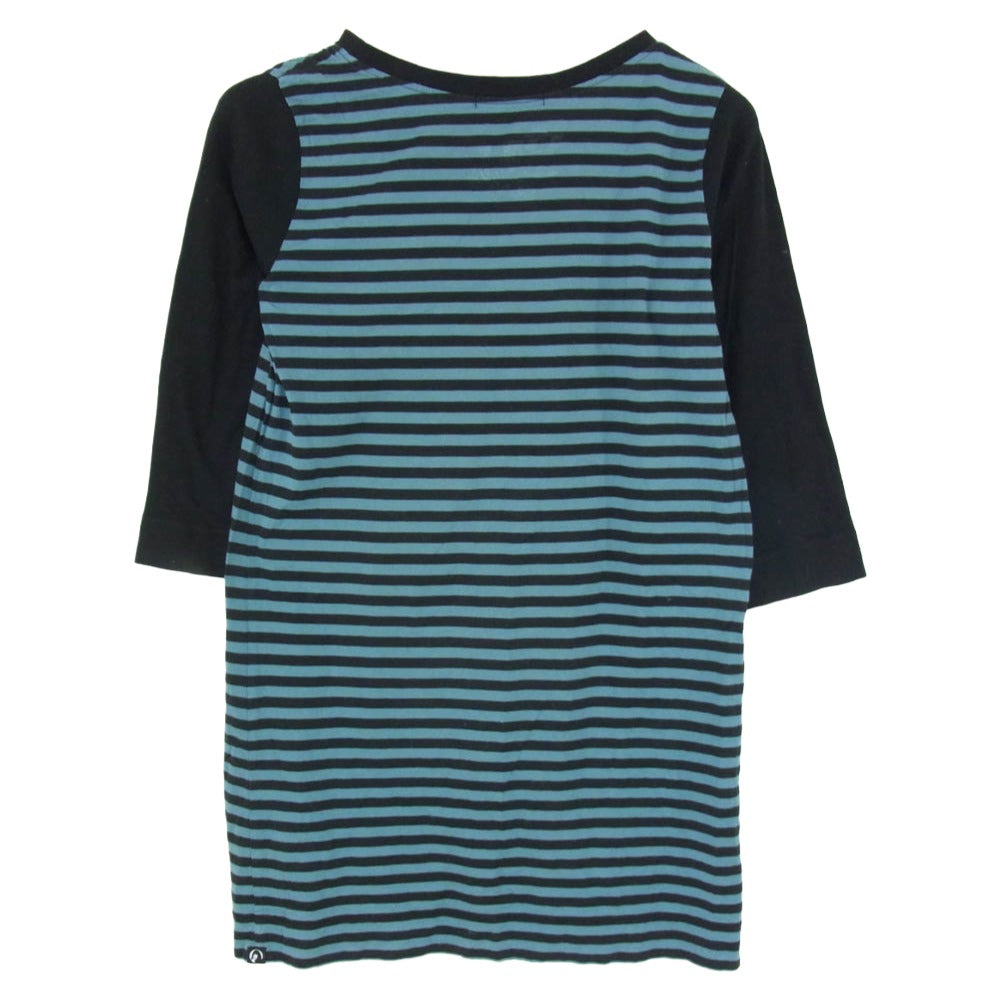 HYSTERIC GLAMOUR ヒステリックグラマー 2CL-2620 new york dolls プリント ボーダー ロング丈 Tシャツ 七分袖 ブラック系 FREE【中古】