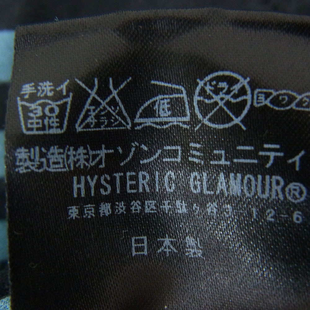 HYSTERIC GLAMOUR ヒステリックグラマー 2CL-2620 new york dolls プリント ボーダー ロング丈 Tシャツ 七分袖 ブラック系 FREE【中古】