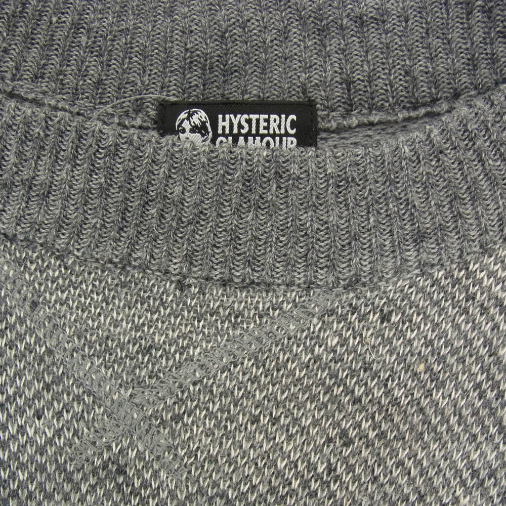 HYSTERIC GLAMOUR ヒステリックグラマー 01183NO01 ガール プリント ロゴ ニット ワンピース グレー系 FREE【中古】