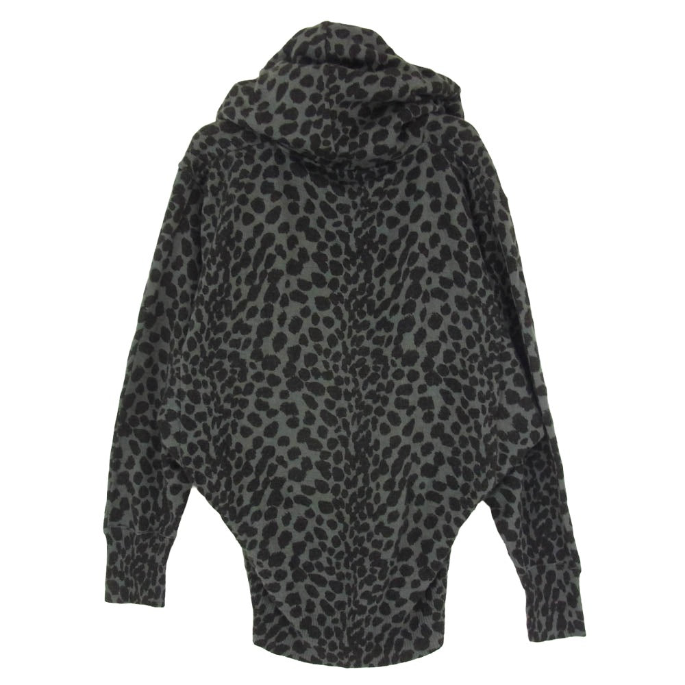HYSTERIC GLAMOUR ヒステリックグラマー 0123ND10 ガール ロゴ レオパード ニット ジップアップ パーカー グレー系 FREE【中古】