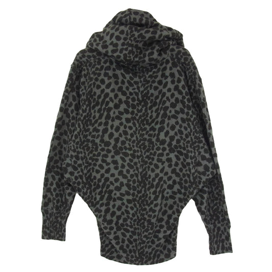 HYSTERIC GLAMOUR ヒステリックグラマー 0123ND10 ガール ロゴ レオパード ニット ジップアップ パーカー グレー系 FREE【中古】