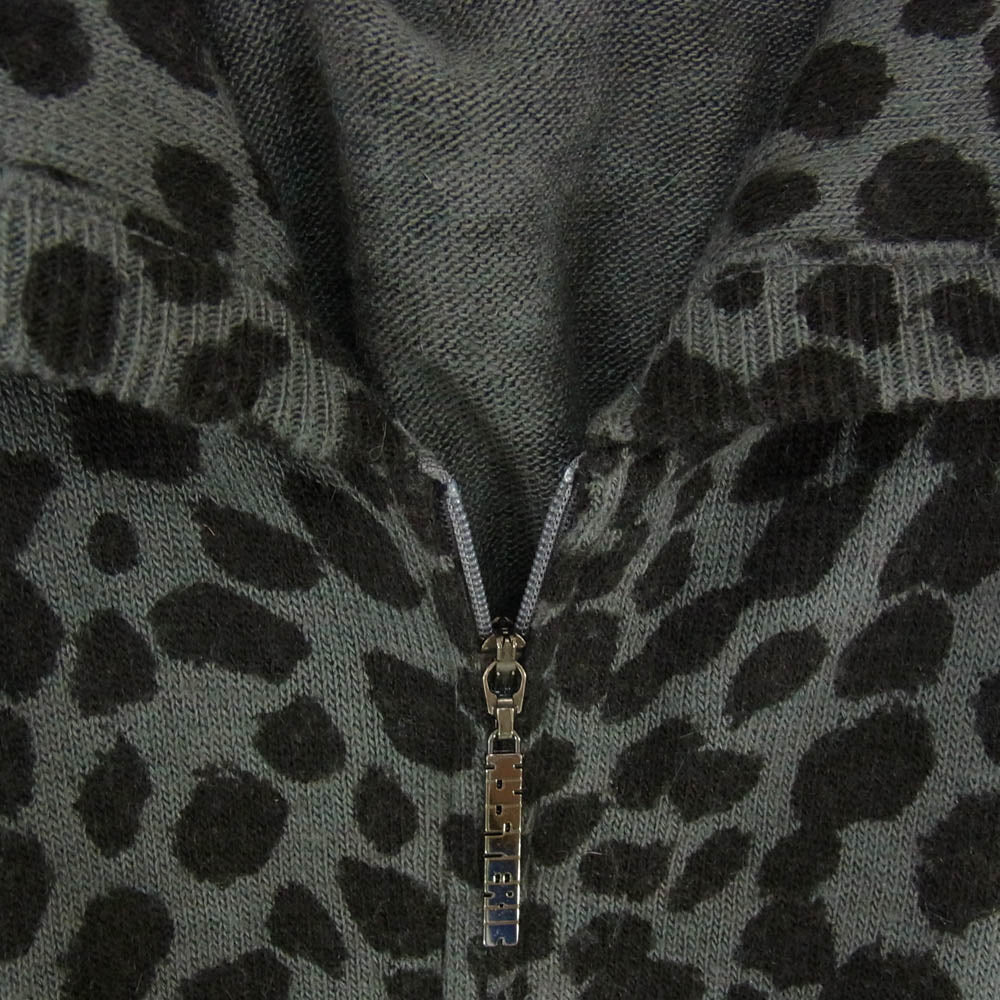 HYSTERIC GLAMOUR ヒステリックグラマー 0123ND10 ガール ロゴ レオパード ニット ジップアップ パーカー グレー系 FREE【中古】