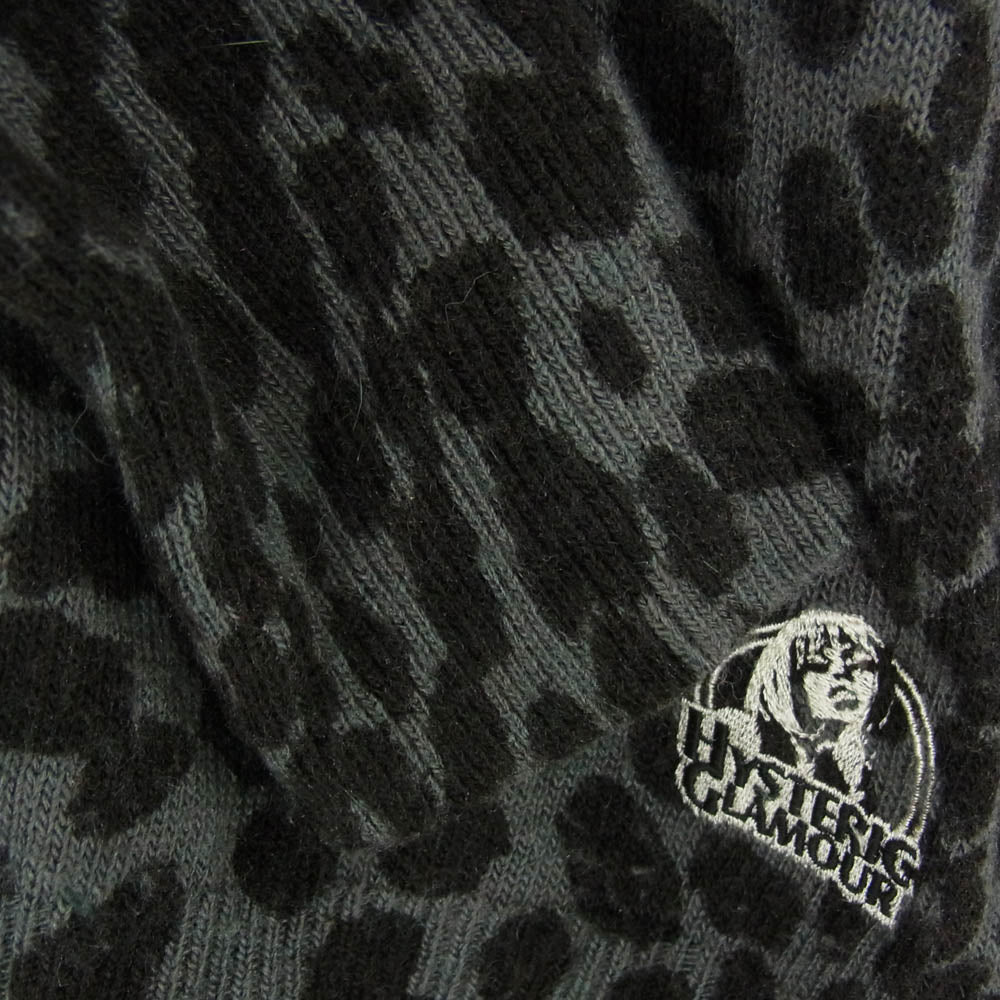 HYSTERIC GLAMOUR ヒステリックグラマー 0123ND10 ガール ロゴ レオパード ニット ジップアップ パーカー グレー系 FREE【中古】