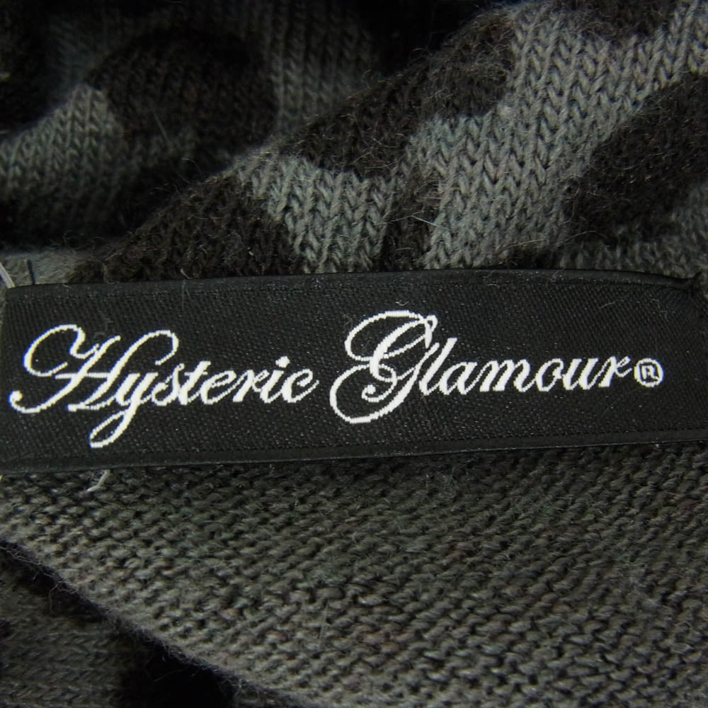 HYSTERIC GLAMOUR ヒステリックグラマー 0123ND10 ガール ロゴ レオパード ニット ジップアップ パーカー グレー系 FREE【中古】
