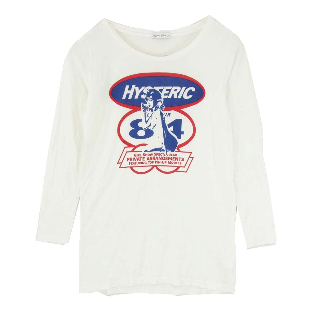 HYSTERIC GLAMOUR ヒステリックグラマー 0143CL03 ヒスガール プリント ロングスリーブ Tシャツ 長袖カットソー ホワイト系 FREE【中古】