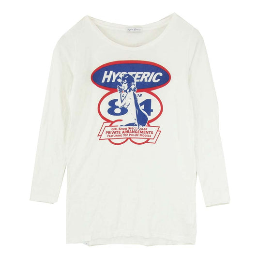 HYSTERIC GLAMOUR ヒステリックグラマー 0143CL03 ヒスガール プリント ロングスリーブ Tシャツ 長袖カットソー ホワイト系 FREE【中古】