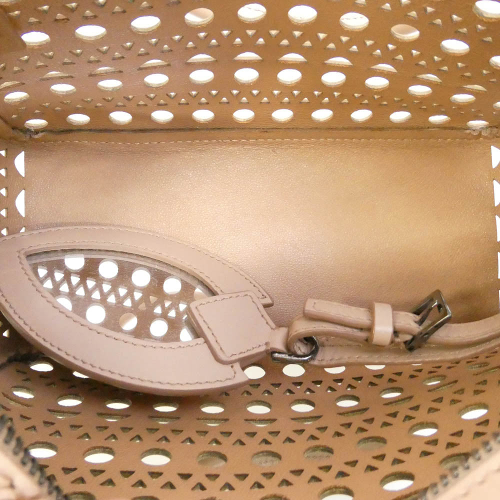ALAIA アライア カットワーク 2WAY ショルダー ハンド バッグ ベージュ系【中古】