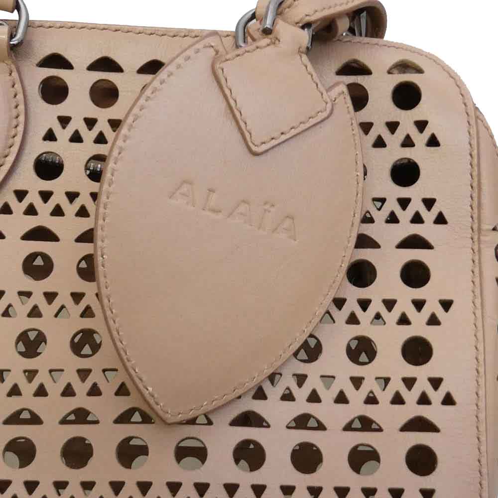 ALAIA アライア カットワーク 2WAY ショルダー ハンド バッグ ベージュ系【中古】