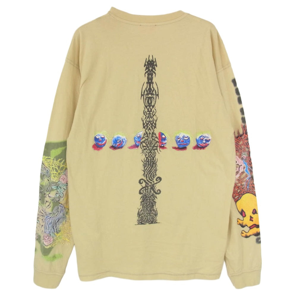 DIESEL ディーゼル A16216 T-BOXT-LS-R4 アーム バックプリント ロングスリーブ Tシャツ 長袖カットソー ベージュ系 S【中古】