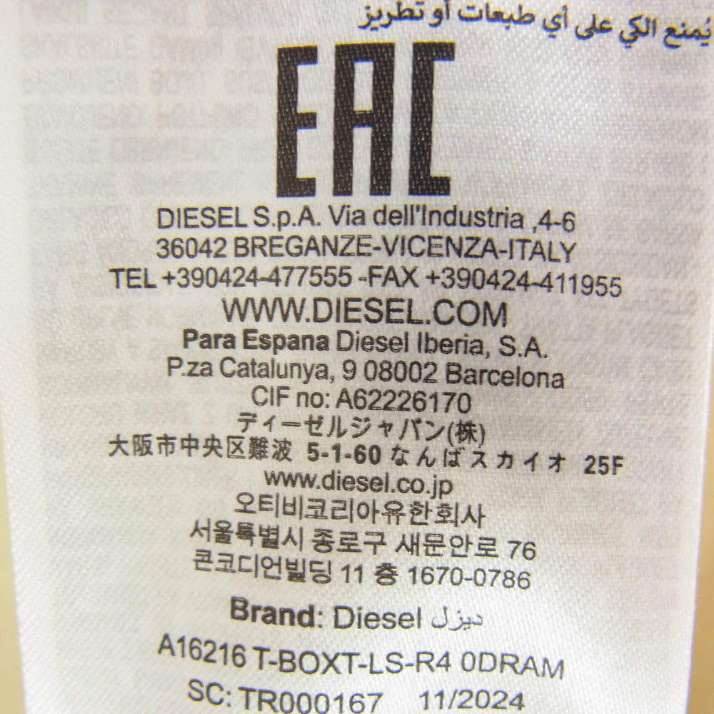 DIESEL ディーゼル A16216 T-BOXT-LS-R4 アーム バックプリント ロングスリーブ Tシャツ 長袖カットソー ベージュ系 S【中古】