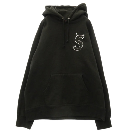 Supreme シュプリーム 22AW S Logo Hooded Sweatshirt デビル ツノ Sロゴ エスロゴ刺繍 プルオーバーパーカー フーディ ブラック系 L【中古】