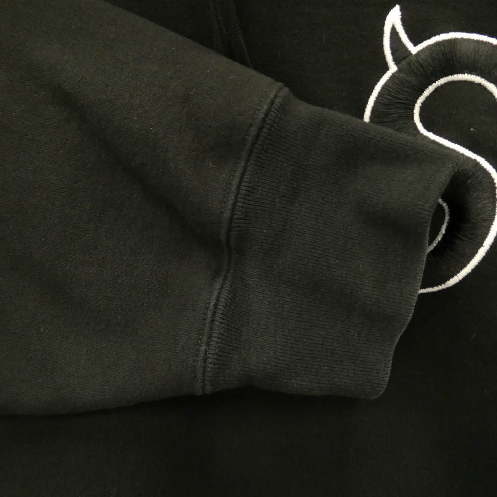 Supreme シュプリーム 22AW S Logo Hooded Sweatshirt デビル ツノ Sロゴ エスロゴ刺繍 プルオーバーパーカー フーディ ブラック系 L【中古】