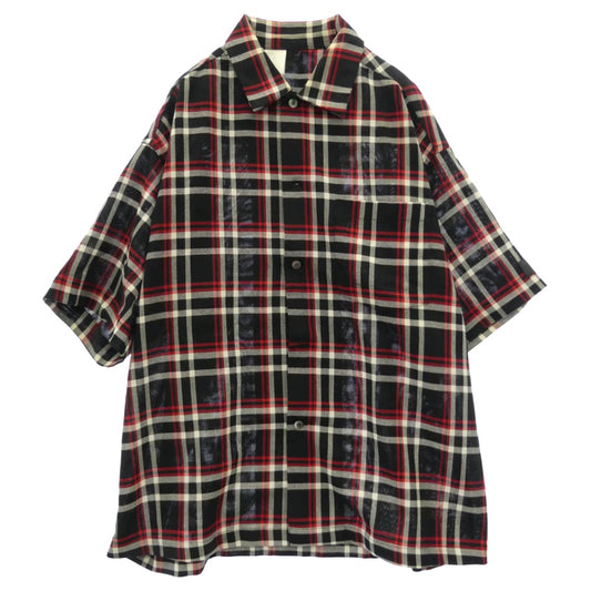 N.HOOLYWOOD エヌハリウッド UNDERCOVER アンダーカバー 20SS 1201-sh10-069 REBEL FABRIC BY UNDERCOVER S/S BIG SHIRT アンダーカバー チェック ビッグ シャツ ブラック系 38【中古】