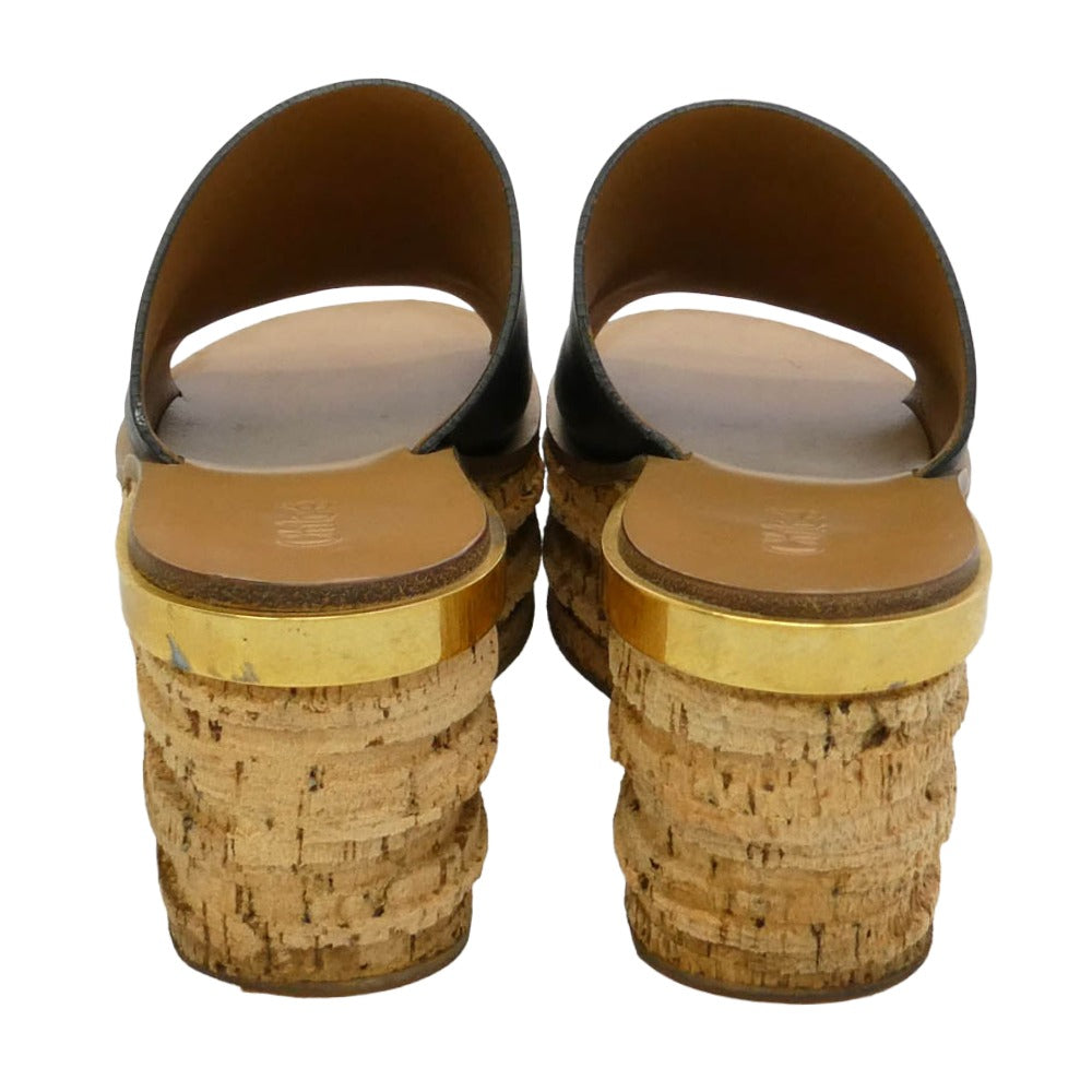 Chloe クロエ CH24561 CAMILLE カミーユ レザー コルク 厚底 サンダル ブラウン系 35【中古】