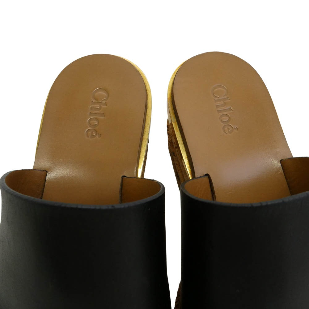 Chloe クロエ CH24561 CAMILLE カミーユ レザー コルク 厚底 サンダル ブラウン系 35【中古】